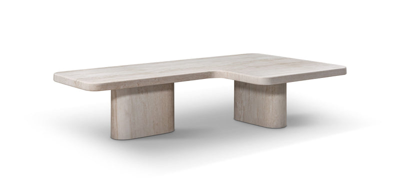 Genuine Marble Marble Free Form Double Pedestal Coffee Table (723493) - Beige