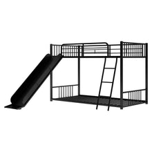 Load image into Gallery viewer, Metal Bunk Bed with Slide, Twin over Twin, Black
