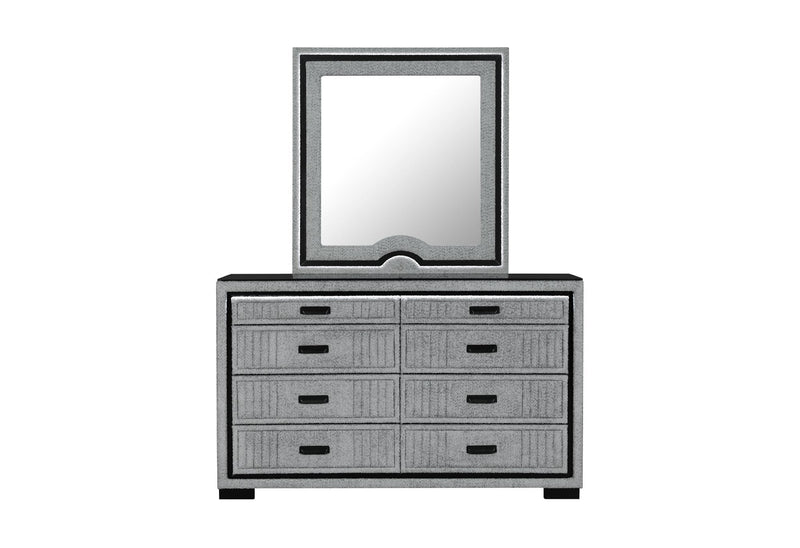 Wood Lighted Six Drawer Double Dresser - Gray