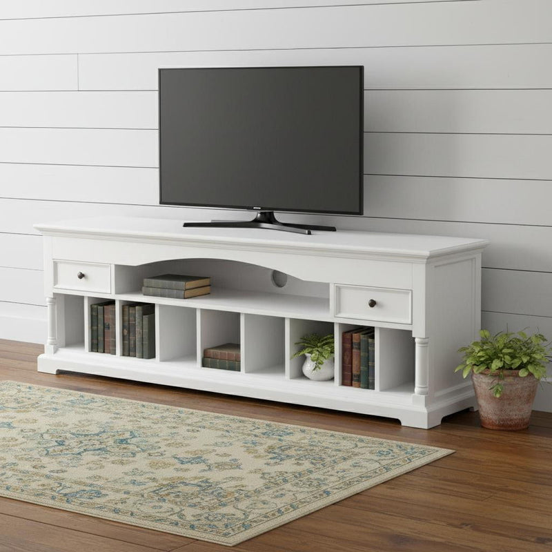 Solid Console Table With Shelves And Drawers - White