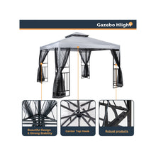 Load image into Gallery viewer, 10&#39; x 10&#39; Patio Gazebo with Mosquito Net and Corner Shelves, Light Gray
