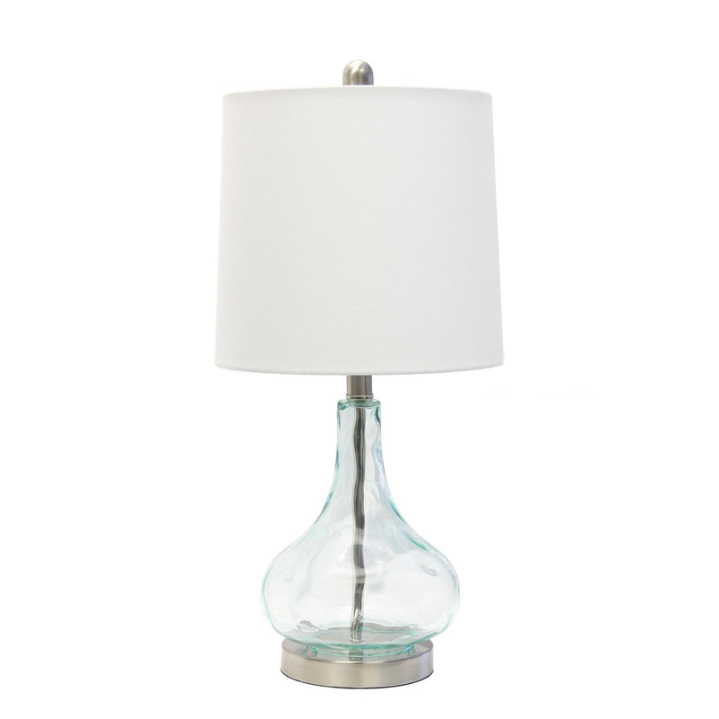 Translucent Gourd Table Lamp With Drum Shade - Teal Blue
