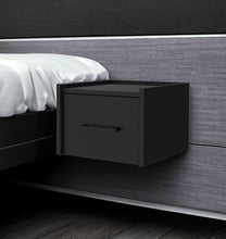 Load image into Gallery viewer, 10" One Drawer Faux Wood Floating Nightstand - Black
