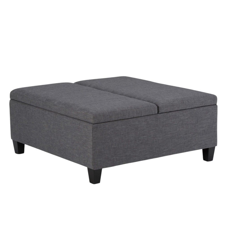 36" Fabric Cocktail Ottoman With Storage - Gray / Espresso