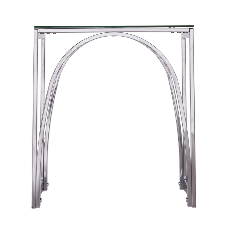 Glass Iron Square End Table - Chrome