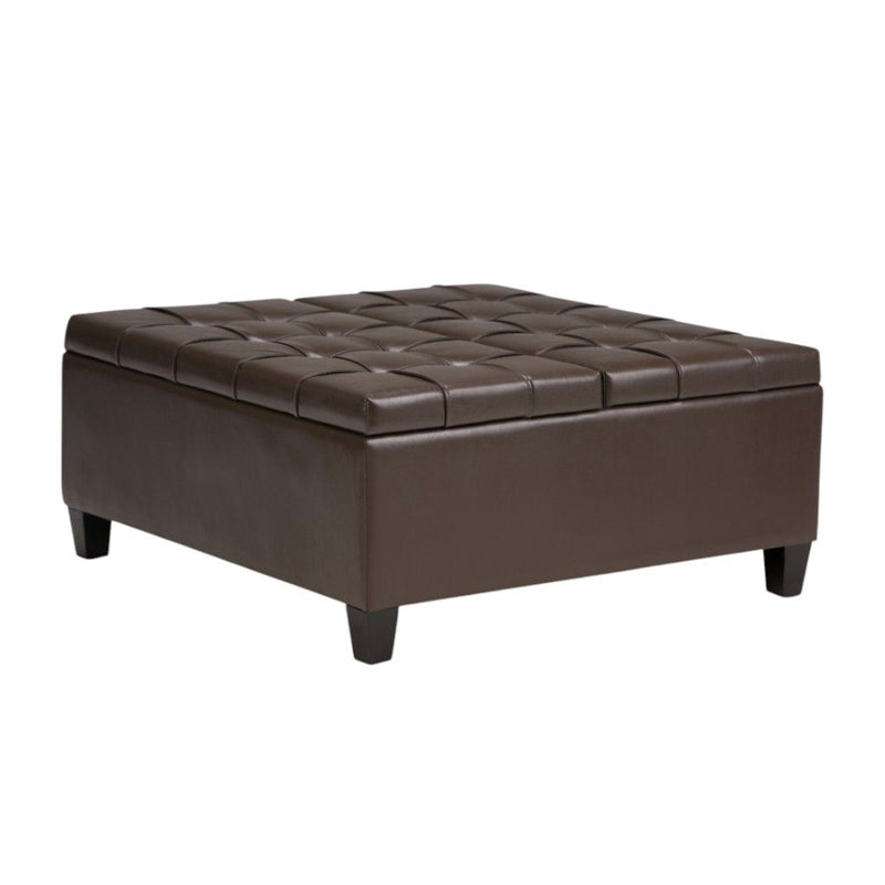 36" Cocktail Ottoman With Storage - Brown / Espresso