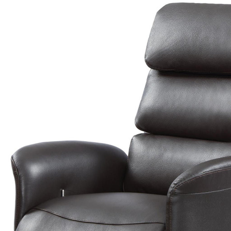 Tufted Genuine Leather Power Swivel Recliner (730550) - Brown