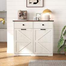 Load image into Gallery viewer, Double Tilt Out Trash Cabinet With Hideaway Drawer And Barn Door Style
