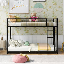 Load image into Gallery viewer, Twin over Twin Metal Bunk Bed, Low Bunk Bed with Ladder, Black(OLD SKU:WF282465AAB)
