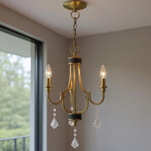 Load image into Gallery viewer, 22" Three Light Dimmable Chandelier With Shades - Antiqued Brass
