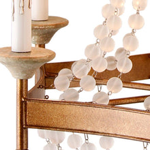 Load image into Gallery viewer, Candle Style Six Light Metal Frosted Glass Chandelier - Gold / White
