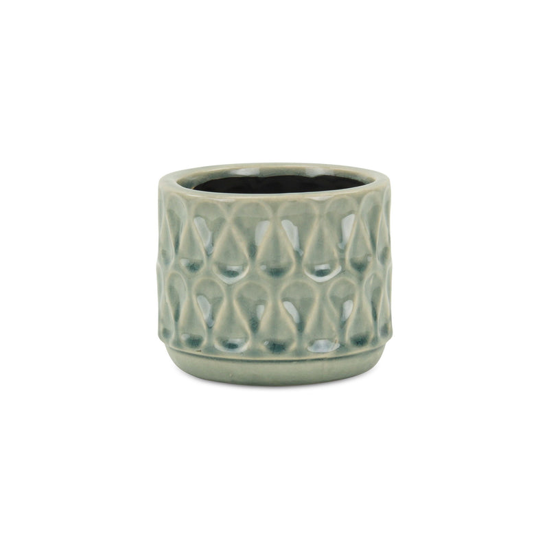 Geometric Round Pot Planter (487486) - Green