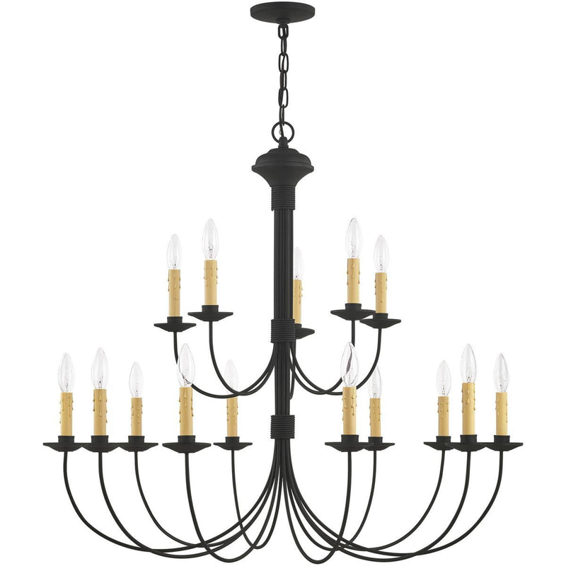 33" Multi Light Dimmable Chandelier With Shades - Black