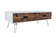 Load image into Gallery viewer, 48" Wood And Metal Coffee Table With Two Drawers - White
