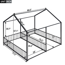 Load image into Gallery viewer, House Platform Beds, 2 Shared Beds, Metal Frame With Guardrails
