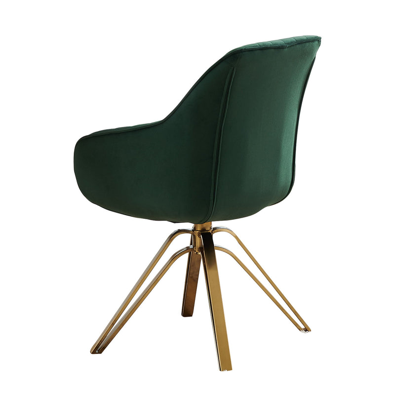 Velvet And Gold Swivel Arm Chair 23" - Green