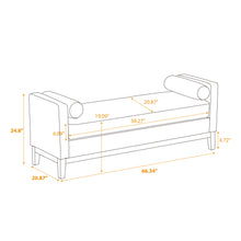 Load image into Gallery viewer, Elegant Upholstered Bench, Daybed, Ottoman With Wood Legs &amp; Bolster Pillows - Ivory Boucle
