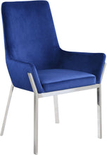 Load image into Gallery viewer, Upholstered Velvet Dining Side Chairs (Set of 2) - Blue / Silver
