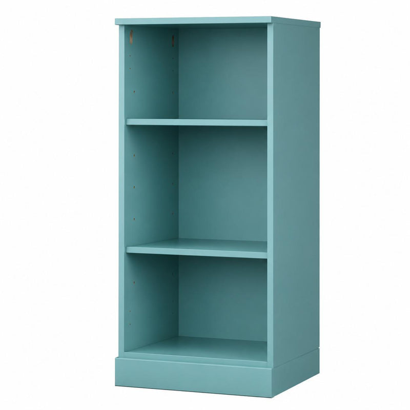 Solid Wood Adjustable Three Tier Library Bookcase - Aqua
