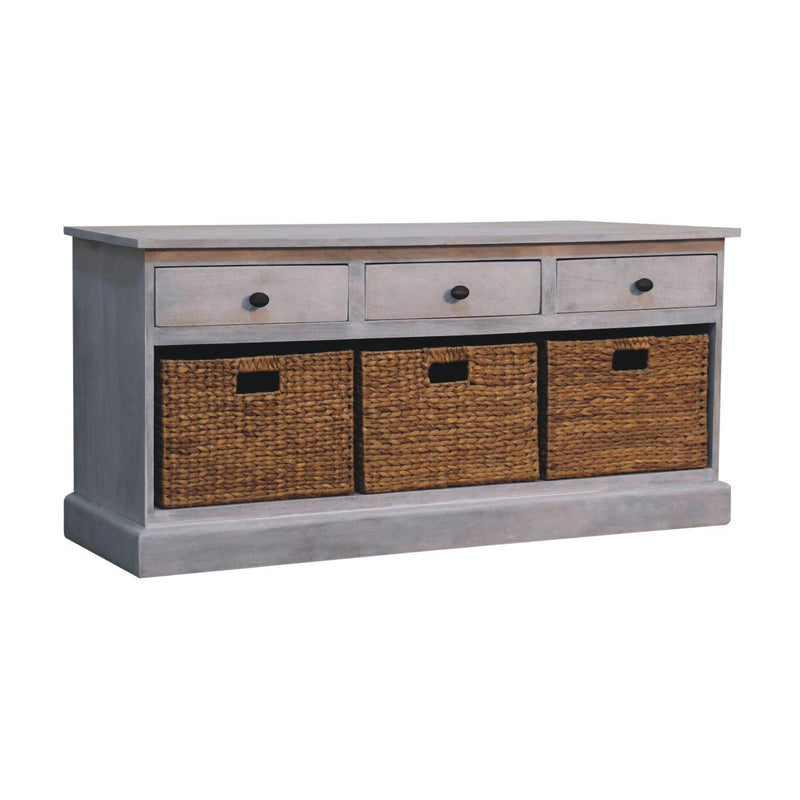 22" Distressed Solid Wood Accent Cabinet With Three Drawers - White