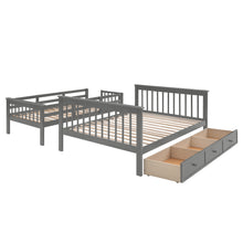 Load image into Gallery viewer, Stairway Twin-Over-Full Bunk Bed with Drawer, Storage and Guard Rail for Bedroom, Dorm, for Adults, Gray color(Old SKU: LP000219AAE)
