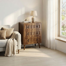 Load image into Gallery viewer, 3 Drawer Dresser, Storage Cabinet With Vertical Grooves For Bedroom - Walnut

