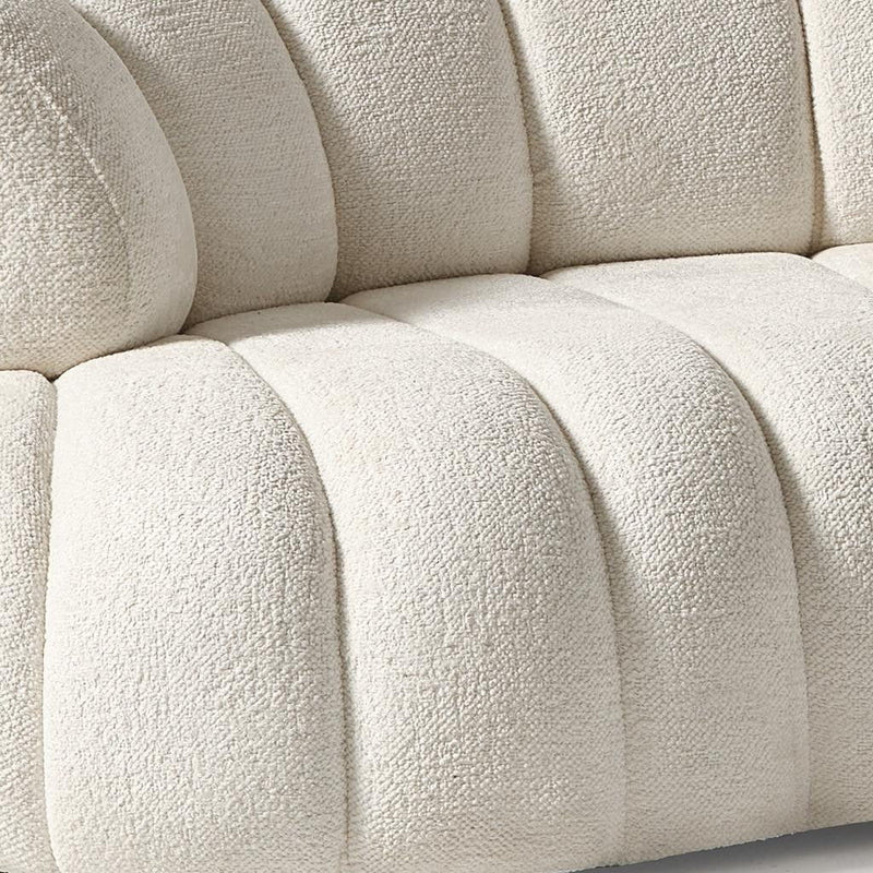 Chenille Curved Sofa With Toss Pillows - White