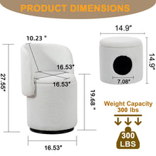Load image into Gallery viewer, Barrel Chair &amp; Built In Storage, 360° Swivel - Beige
