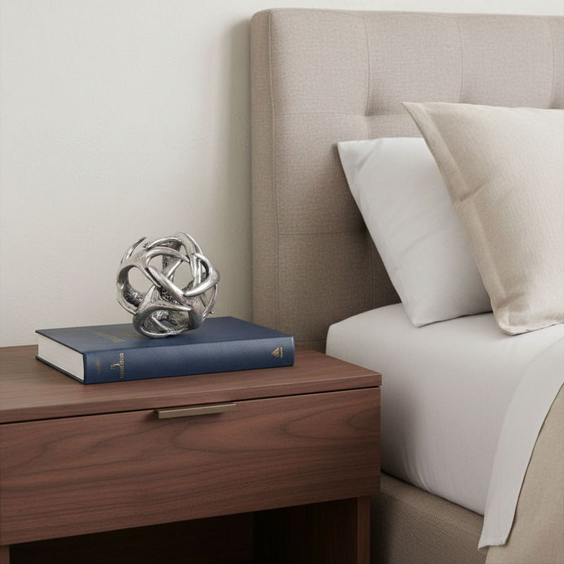 Faux Antler Decorative Orb - Antiqued Silver