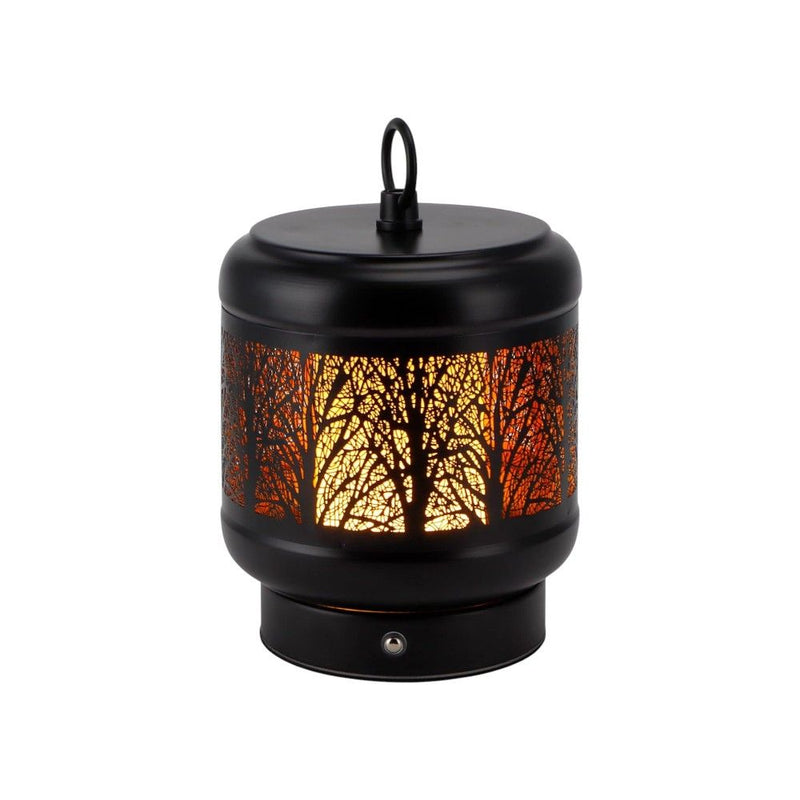 Pierced Trees Geometric Battery Operated Desk Lamp With Novelty Shade - Black