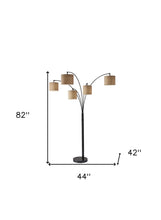 Load image into Gallery viewer, Five Light Tree Floor Lamp With Beige Solid Color Drum Shade - Black / Bronze
