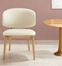 Load image into Gallery viewer, Upholstered Fabric Wing Back Dining Side Chair - Cream
