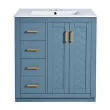 Load image into Gallery viewer, Ceramic Sink Combo, Freestanding Vanity Set With 3 Drawers &amp; Soft Closing Doors
