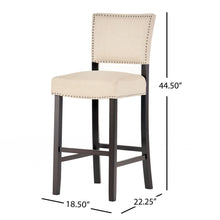 Load image into Gallery viewer, Barstools With Rivet Decoration (Set of 2), Wood Frame, Bar Chairs For Kitchen Island - Beige
