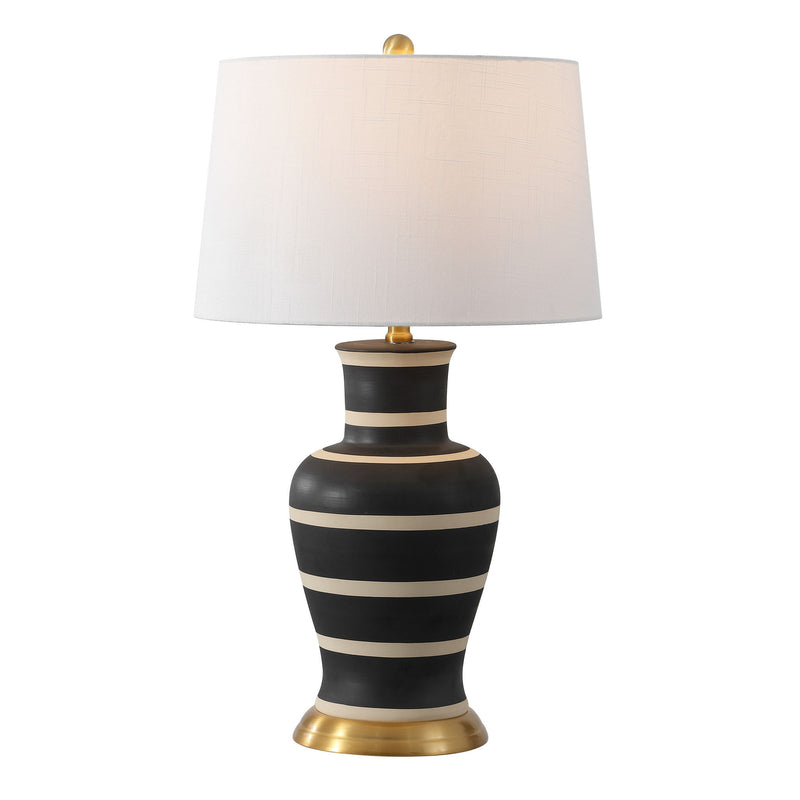 Urn Table Lamp With Drum Shade - Black / Gold