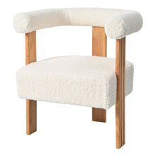 Load image into Gallery viewer, Mid-Century Modern Barrel Accent Chair, Upholstered Kitchen &amp; Dining Room Chairs With Arms, Teddy Velvet Boucle Accent Chairs Side Chairs For Kitchen Living Room Bedroom - White
