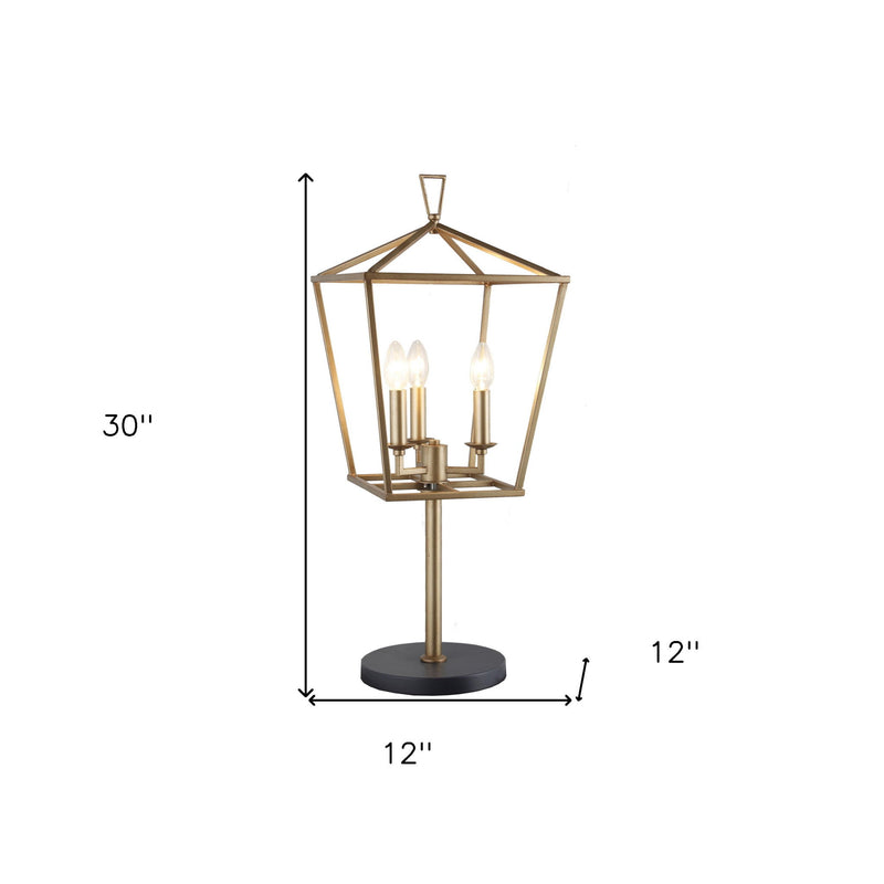Iron Three Light Bedside Table Lamp - Black