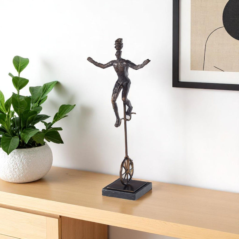 Unicycle Man Tabletop Sculpture - Bronze