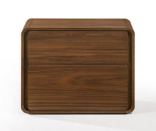 Load image into Gallery viewer, Modern Nightstand With Two Drawers - Walnut Brown
