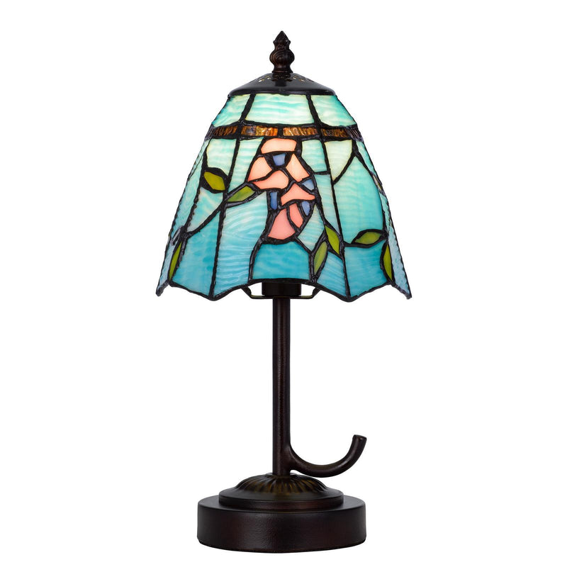 Flowers Round Tiffany Lamp With Cone Shade - Bronze