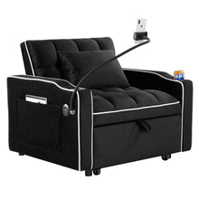 Load image into Gallery viewer, Convertible Sleeper Chair Sofa Bed Adjustable Pull Out Sleeper Chair Bed Multi-Pockets Folding Sofa Bed For Living Room Bedroom Small Space, 3 In 1 Sofa Bed

