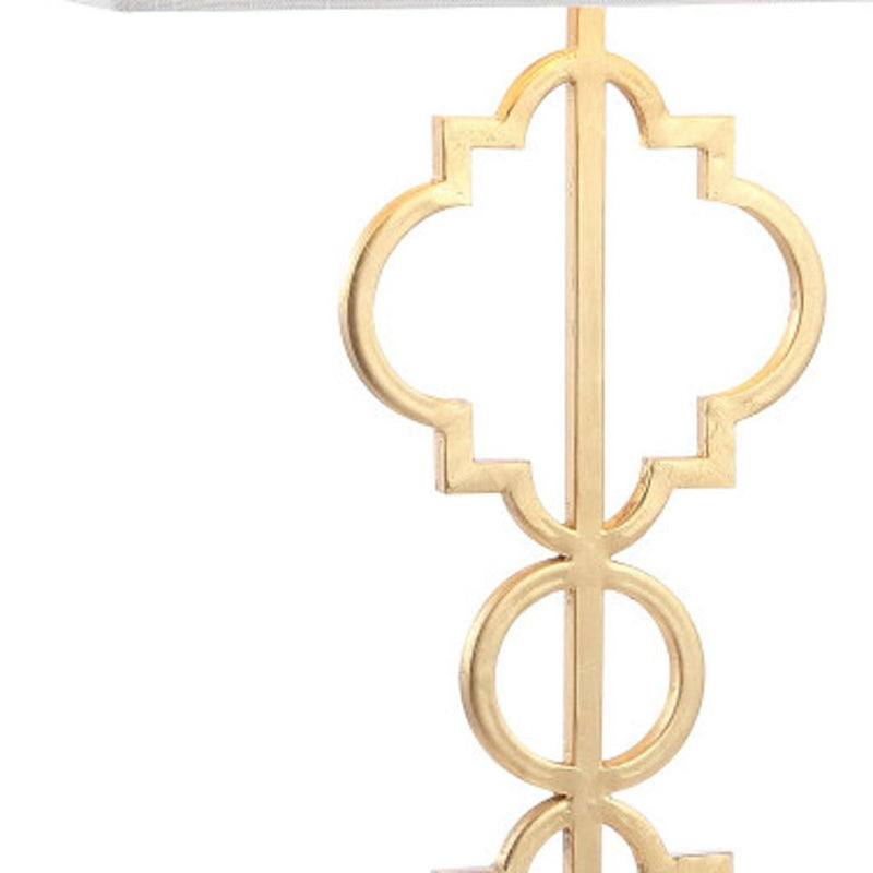 Geometric Table Lamp With Shade - Gold / White