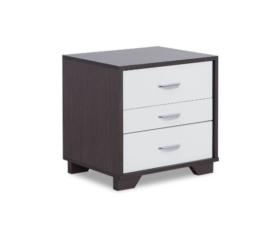 Rectangular Nightstand With Top - Dark Brown / White