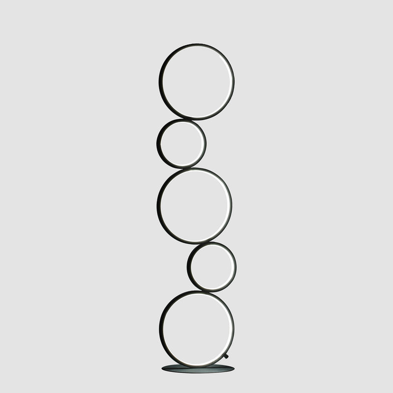 Metal Five Circle Geometric Sculpture LED Table Lamp - Black