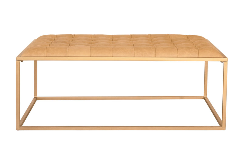 Leather Rectangular Coffee Table - Gold And Brown
