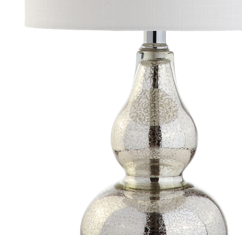 Gourd Desk Lamp LED With Drum Shade - Silver