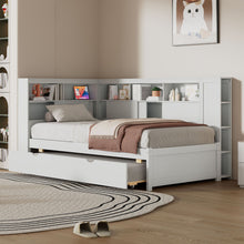 Load image into Gallery viewer, Daybed With Storage Shelves, USB Charging, And Trundle Bed
