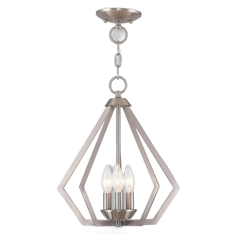 16" Three-Light Dimmable Chandelier With Shades - Nickel