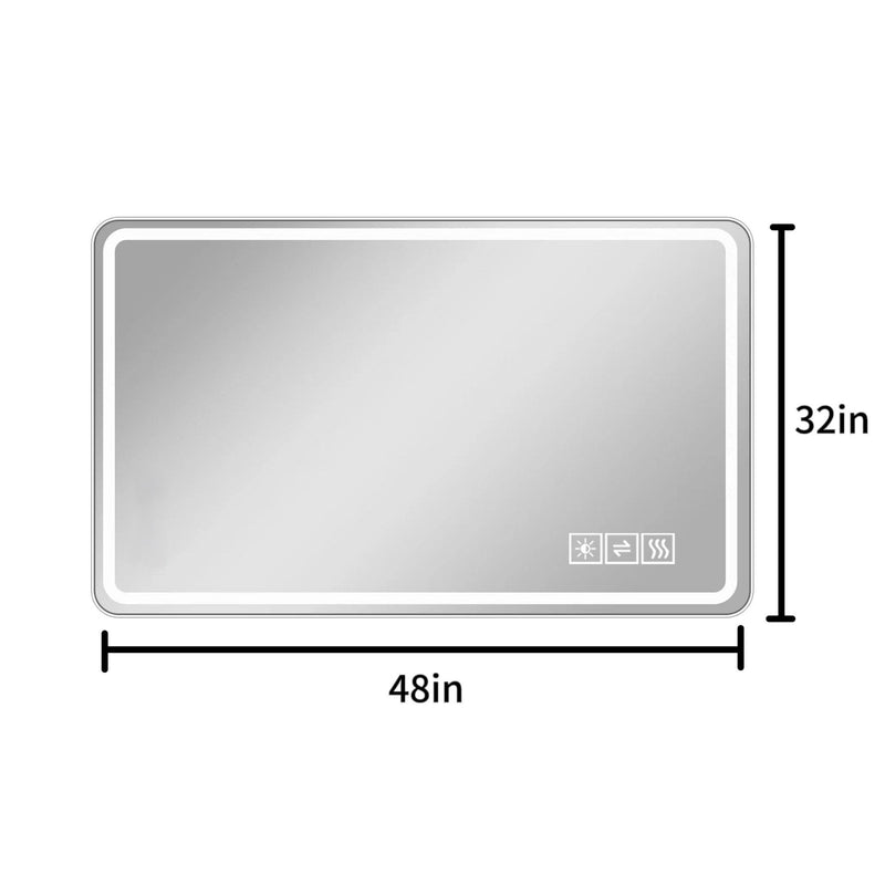 32" Round Lighted Frameless Bathroom Vanity Mirror - Silver