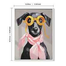 Load image into Gallery viewer, Vacation Day Puppy Wall Decor, Graphic Art Print On Wrapped Canvas - Pink / Black
